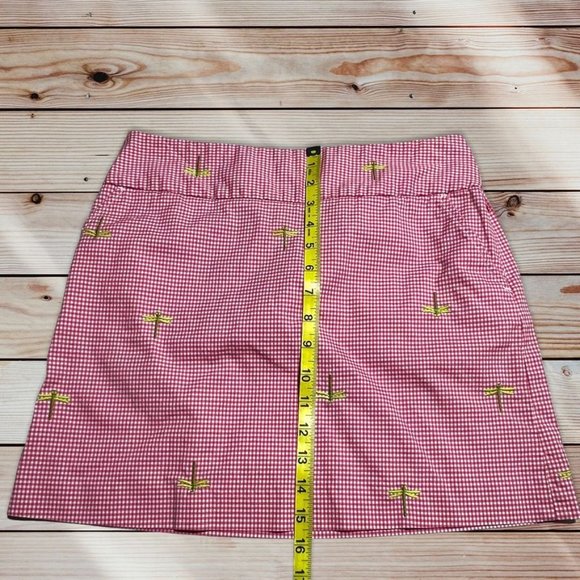 J. Crew Gingham and Dragonfly Skirt Pink Size 4 - Picture 3 of 6